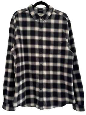 Life After Denim Black White Plaid Button Down Long Sleeve Shirt Soft Casual